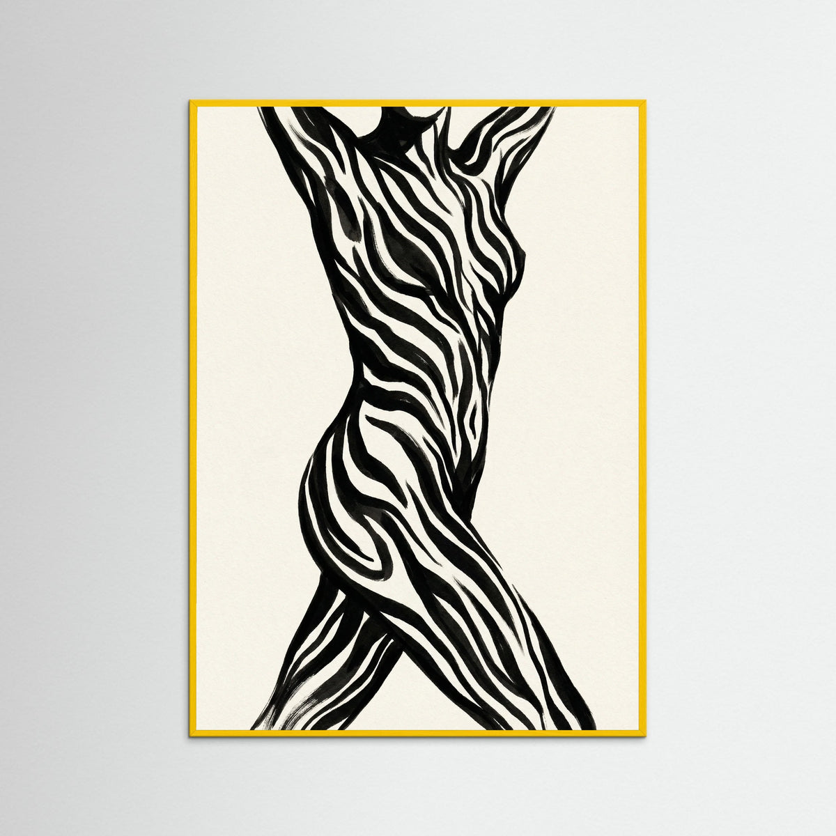 Yellow Wood Striped Silhouette Black
