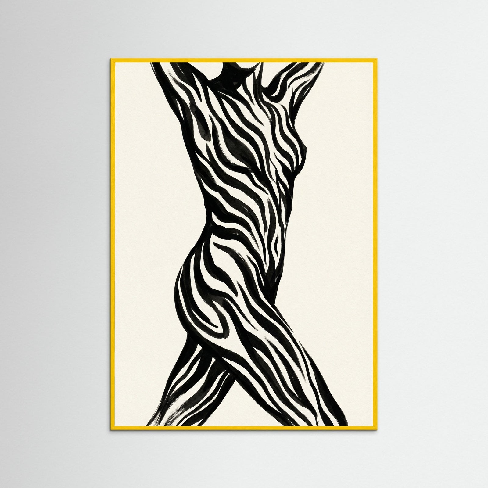 Yellow Wood Striped Silhouette Black