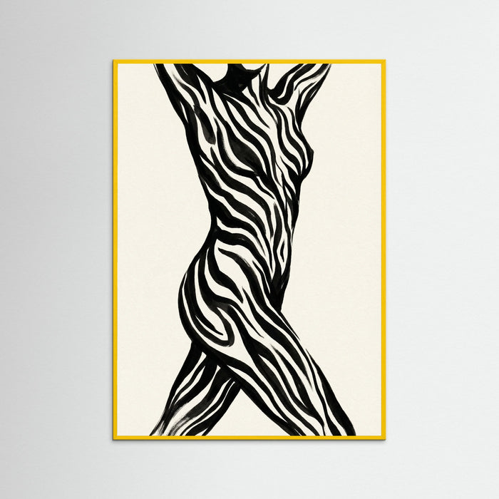 Yellow Wood Striped Silhouette Black
