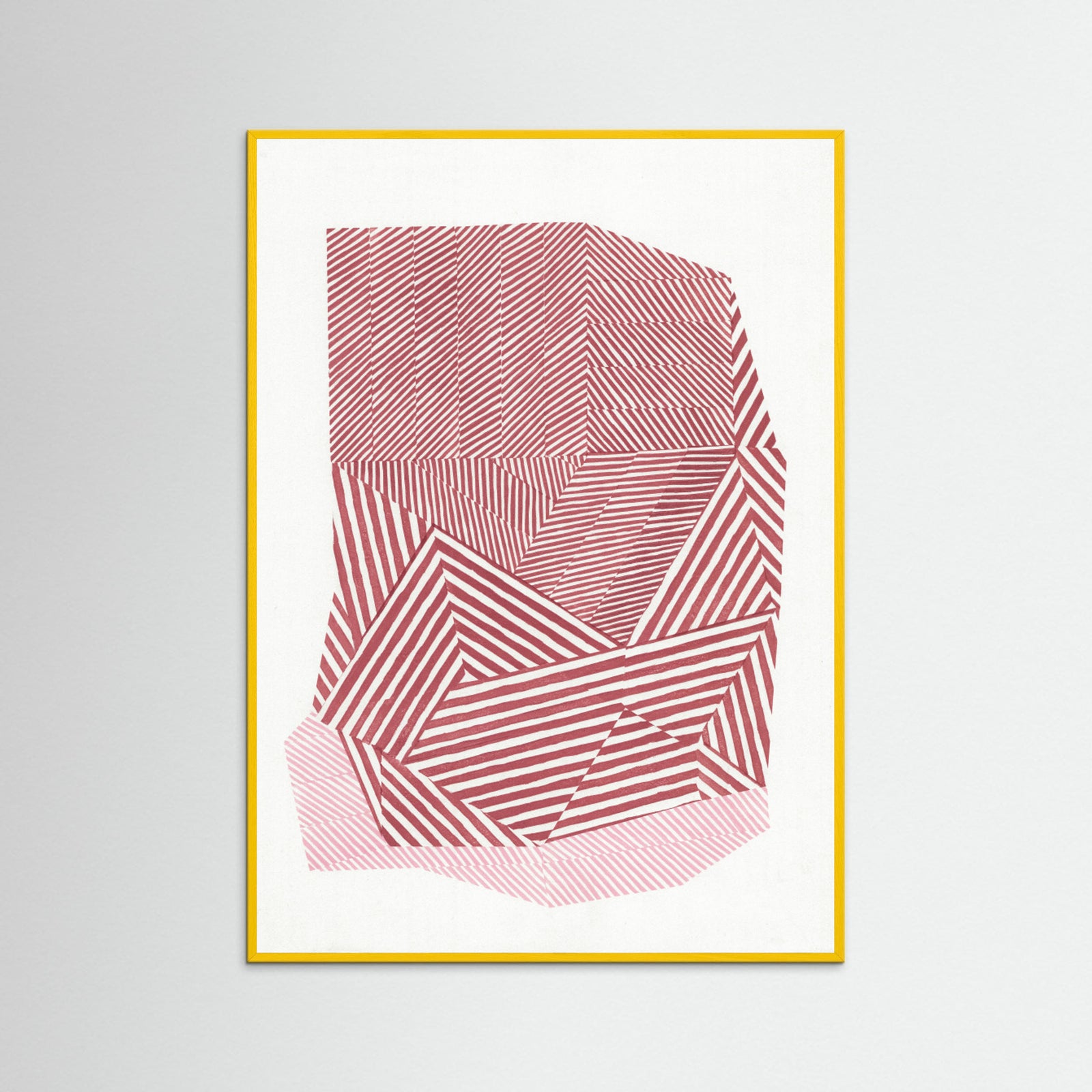 Yellow Wood Striped geometric shape Poster
