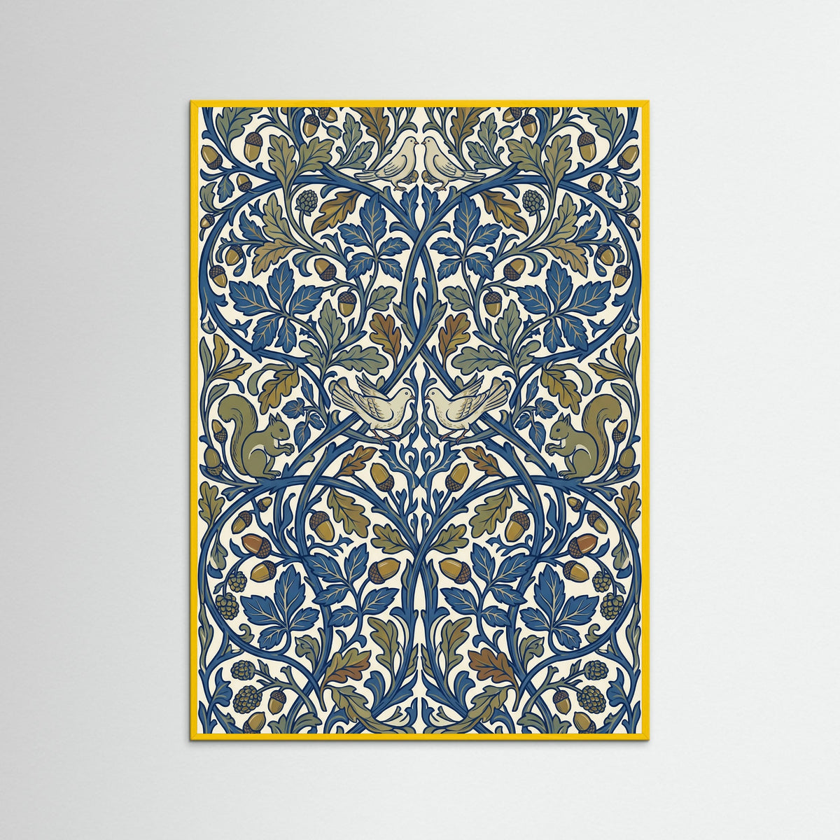 Yellow Wood Stylized Floral Harmony