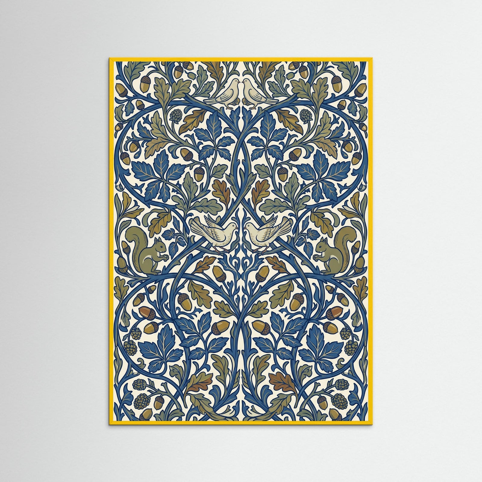 Yellow Wood Stylized Floral Harmony