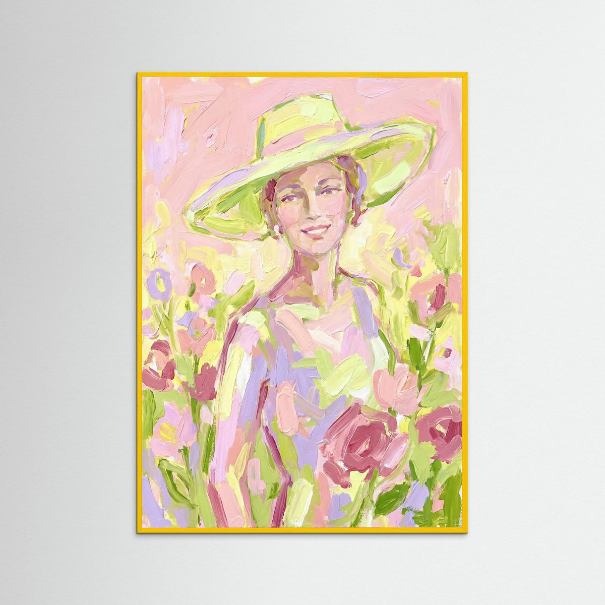 Yellow Wood Summer Hat Figure