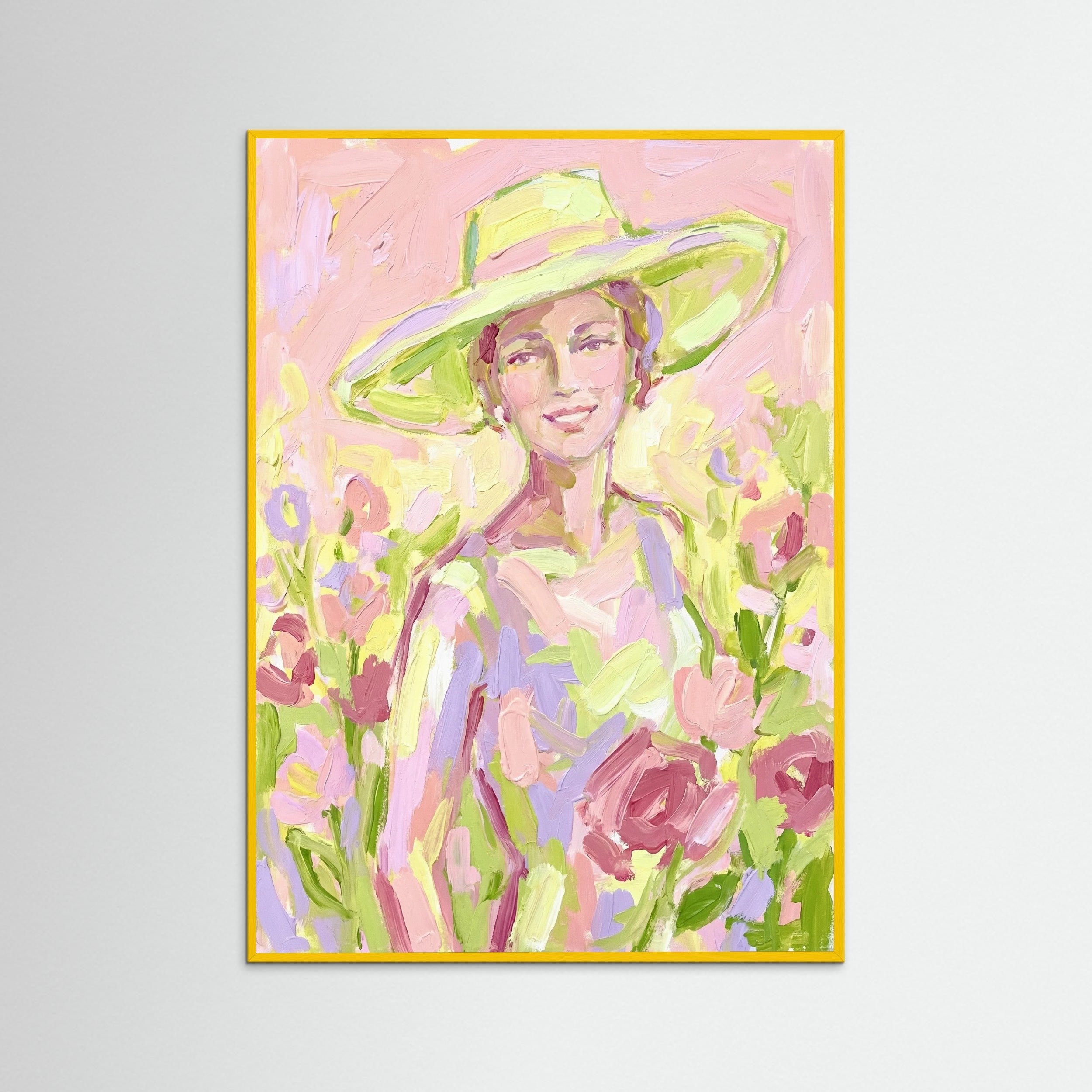 Yellow Wood Summer Hat Figure