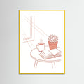 Yellow Wood Table Setting Sketch