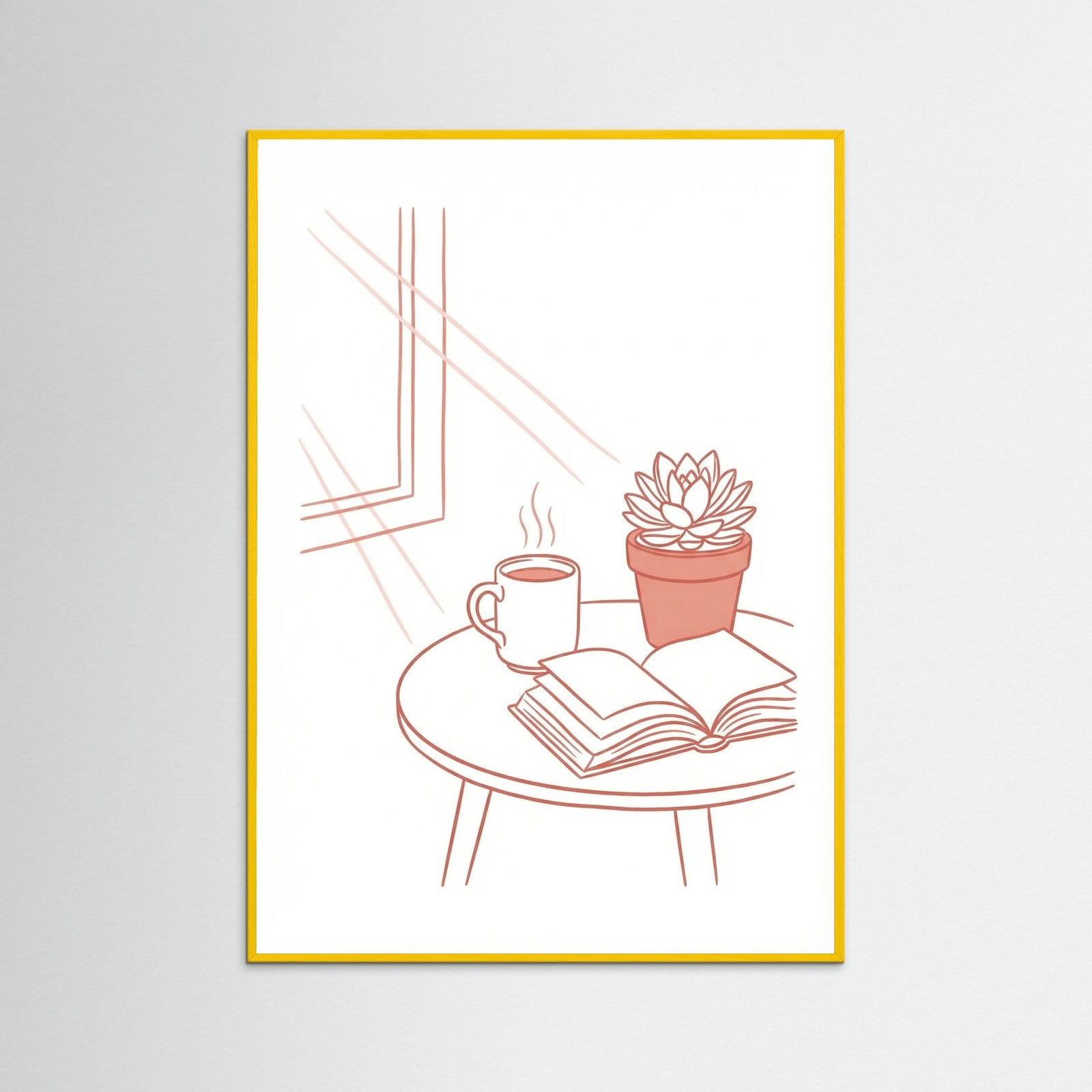 Yellow Wood Table Setting Sketch