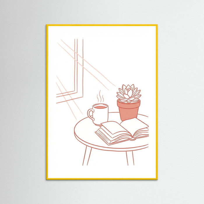 Yellow Wood Table Setting Sketch