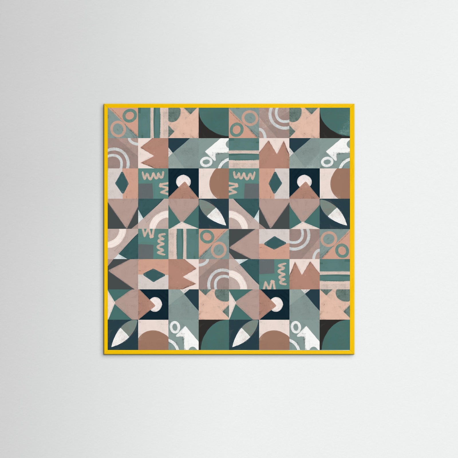 Yellow Wood The Mid Century Grid Pattern Poster