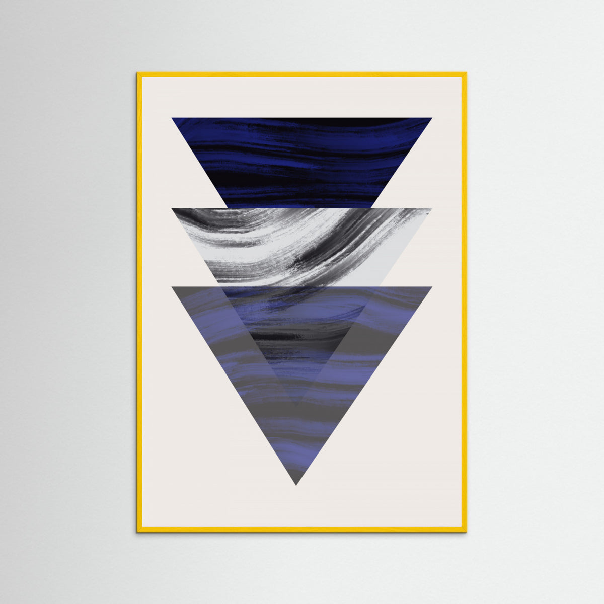 Yellow Wood Three Triangular Geometric Poster