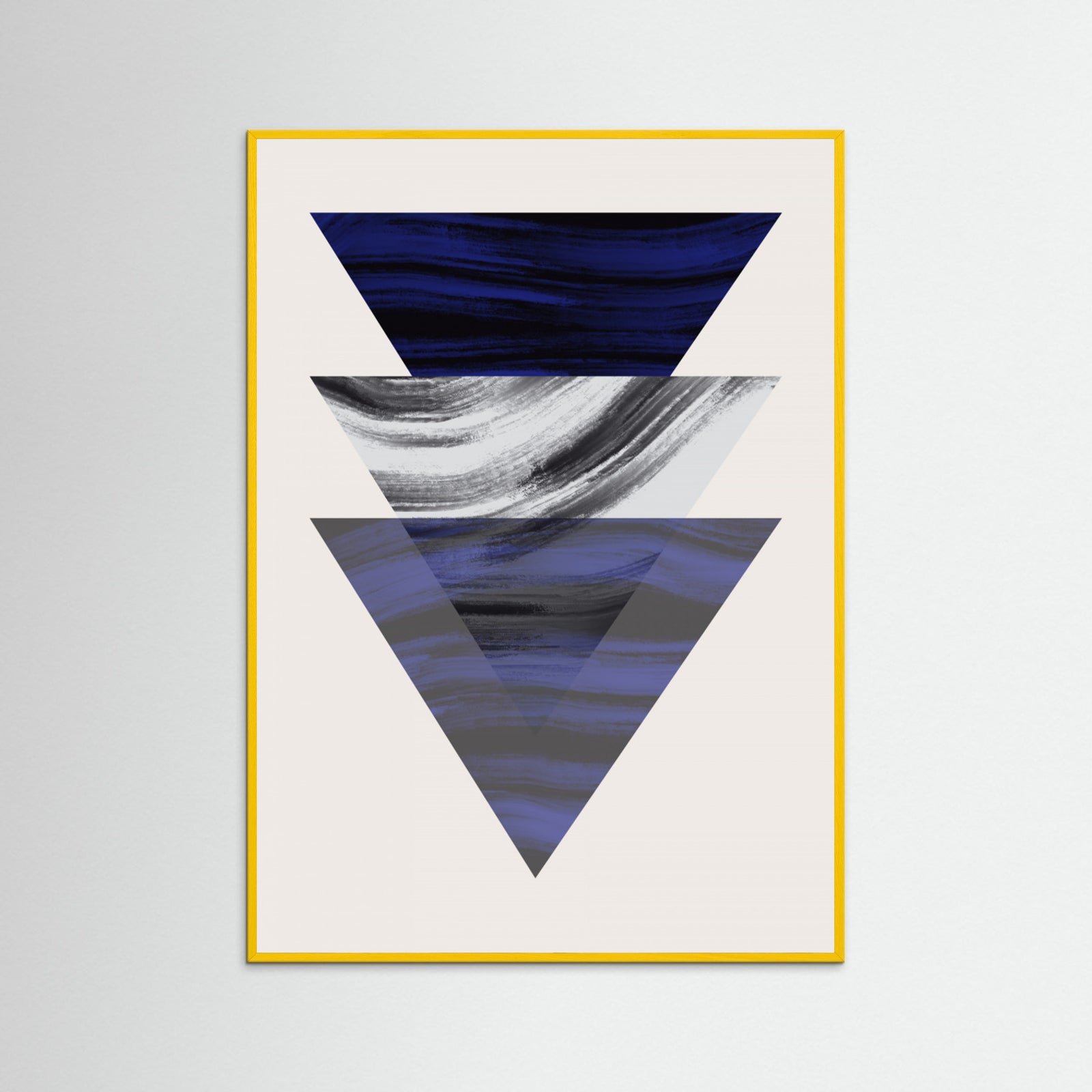 Yellow Wood Three Triangular Geometric Poster
