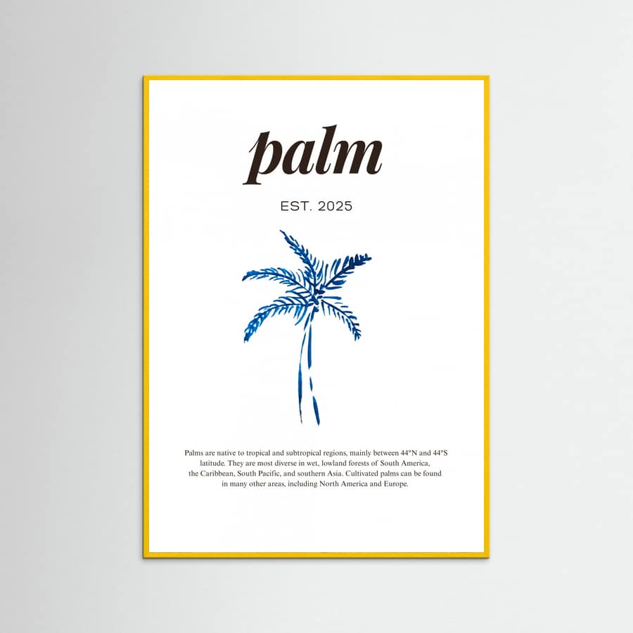 Tropical Palm Tree Poster | Aesthetic Blue Decor with Modern Coastal Style – plakat og kunsttryk