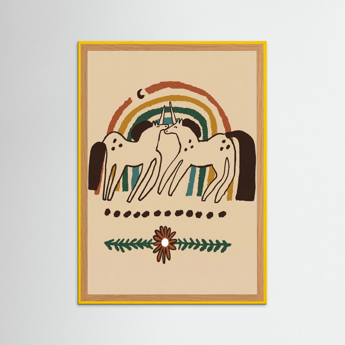 Yellow Wood Unicorn Rainbow Bond