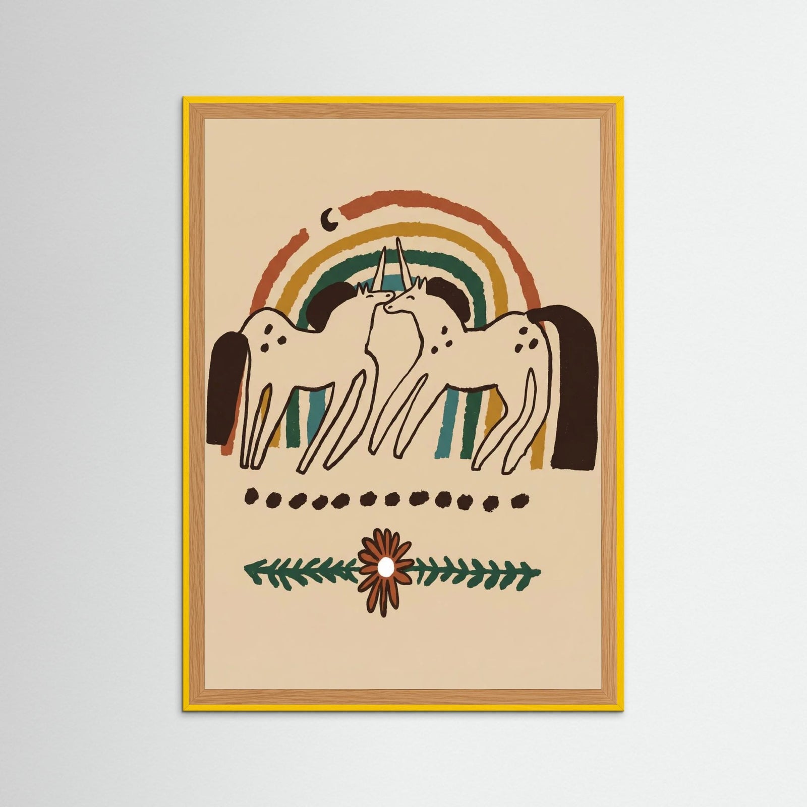 Yellow Wood Unicorn Rainbow Bond