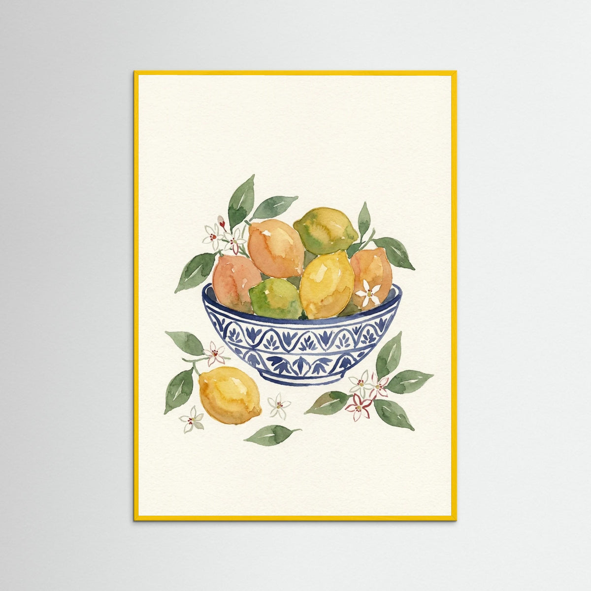 Yellow Wood Vase of Blooms