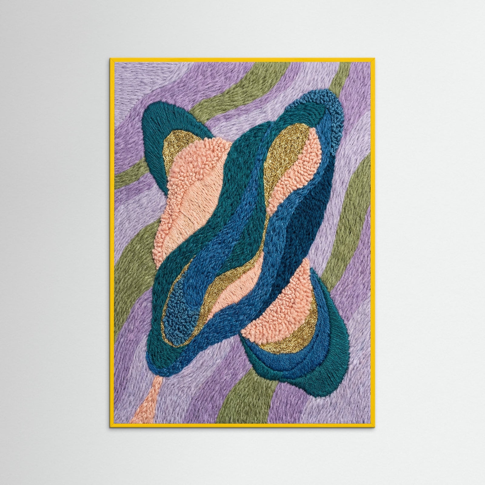 Yellow Wood Vibrant Abstract Stitch