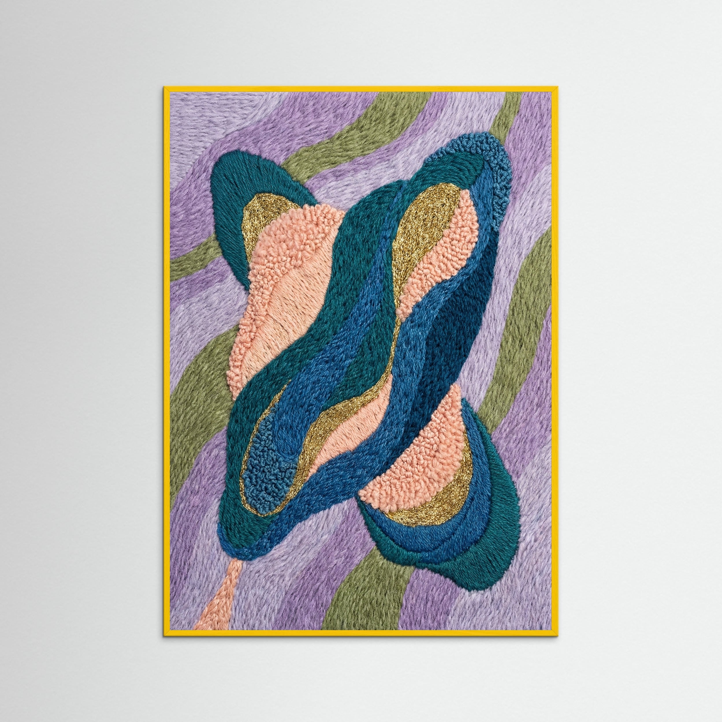 Yellow Wood Vibrant Abstract Stitch