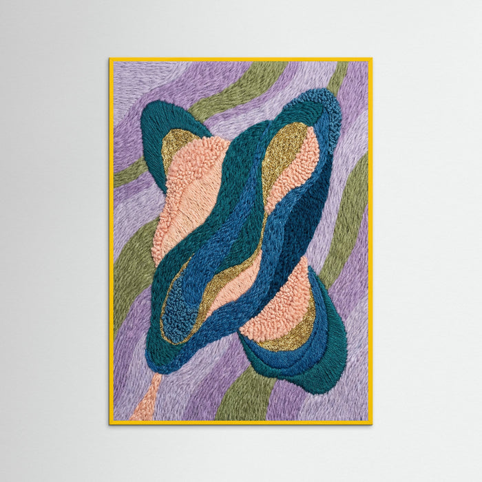 Yellow Wood Vibrant Abstract Stitch