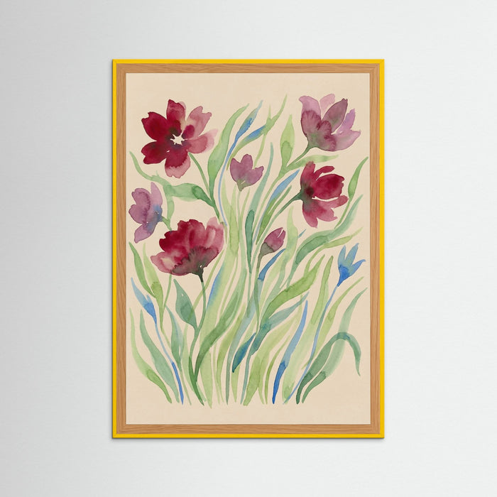 Yellow Wood Vibrant Floral Swirl