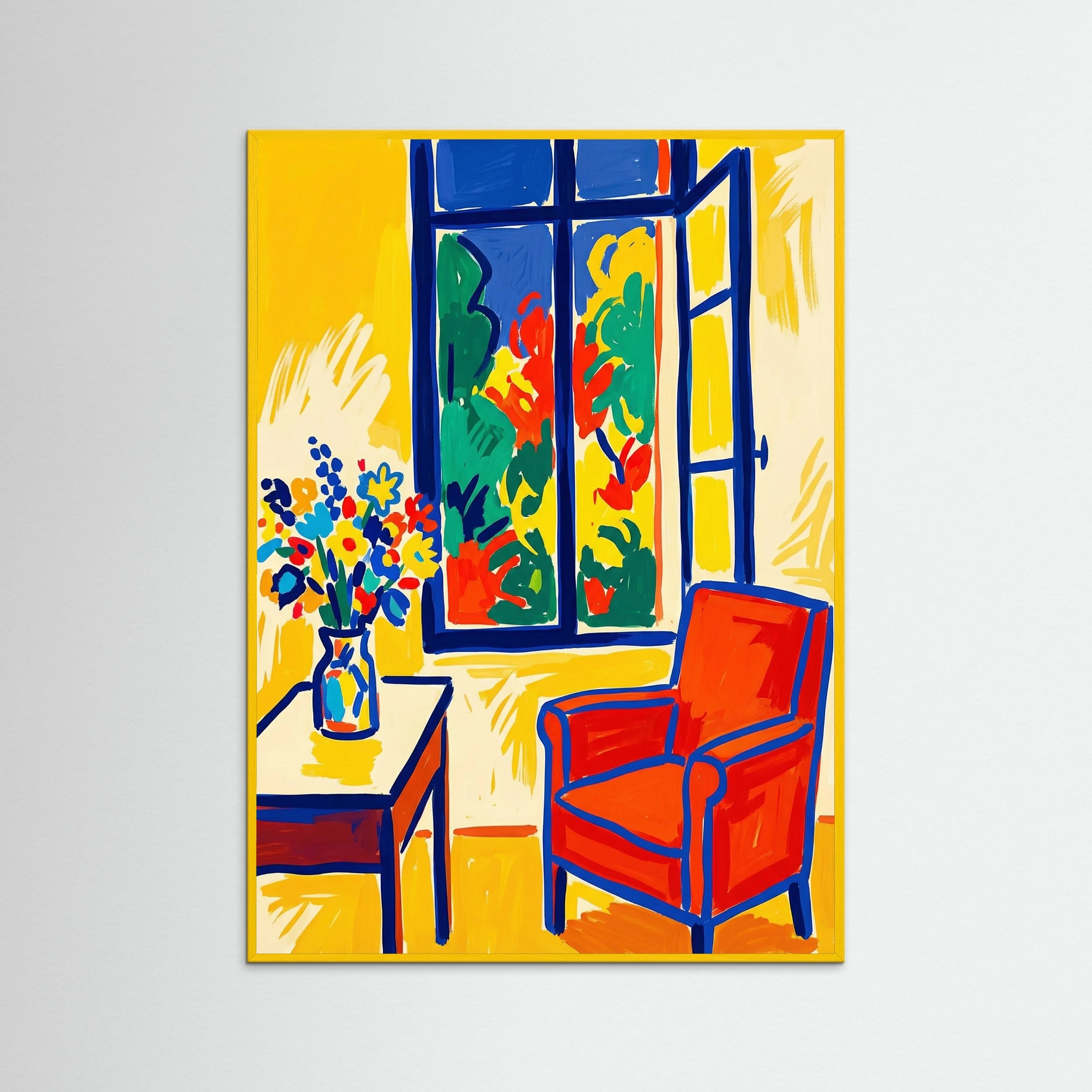 Yellow Wood Vibrant Forms Blue