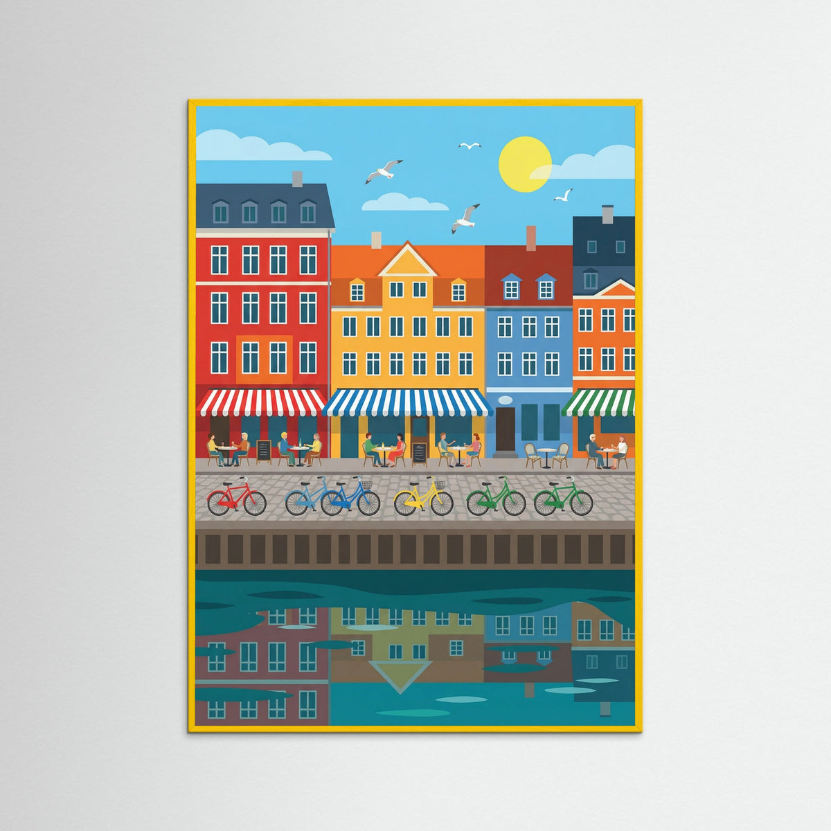 Yellow Wood Vibrant Harbor Scene