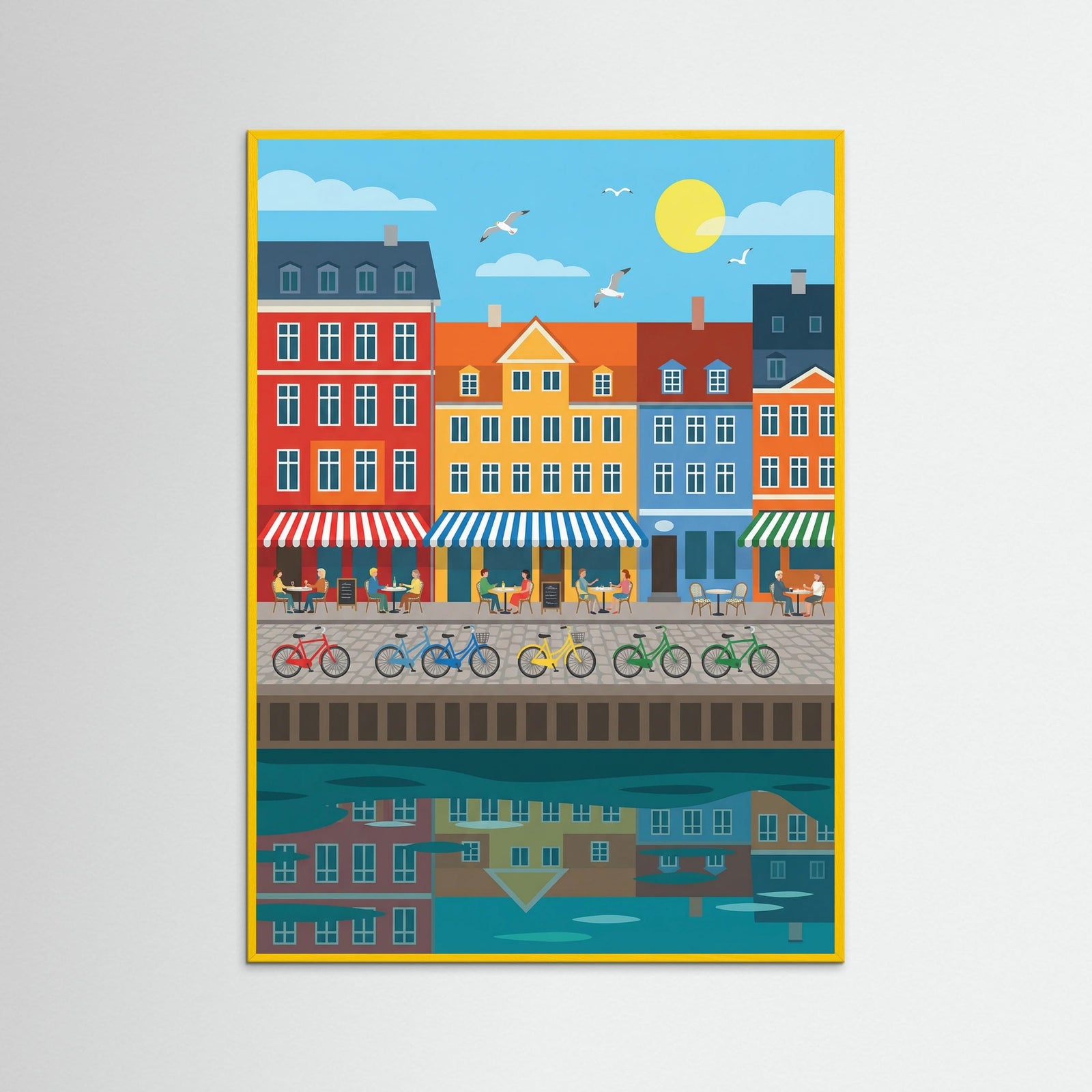 Yellow Wood Vibrant Harbor Scene