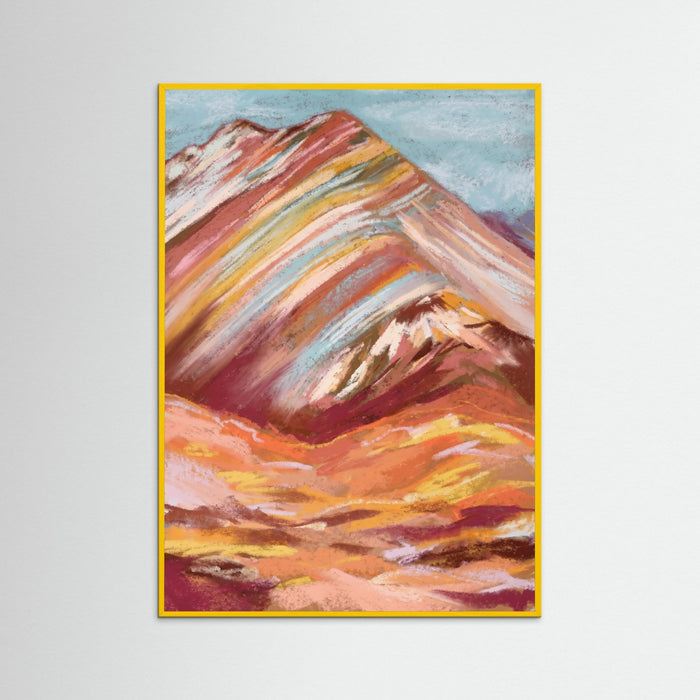 Yellow Wood Vibrant Mountain Layers