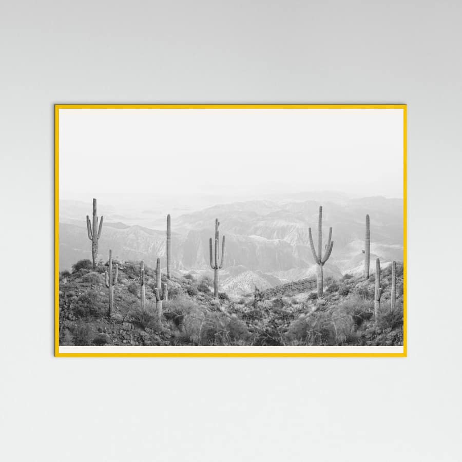 Yellow Wood Western Cactus Poster