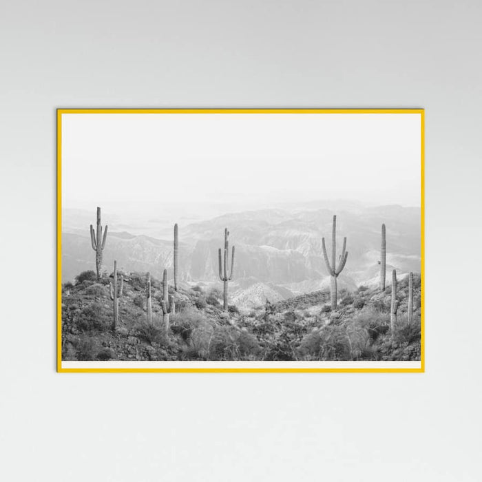 Yellow Wood Western Cactus Poster