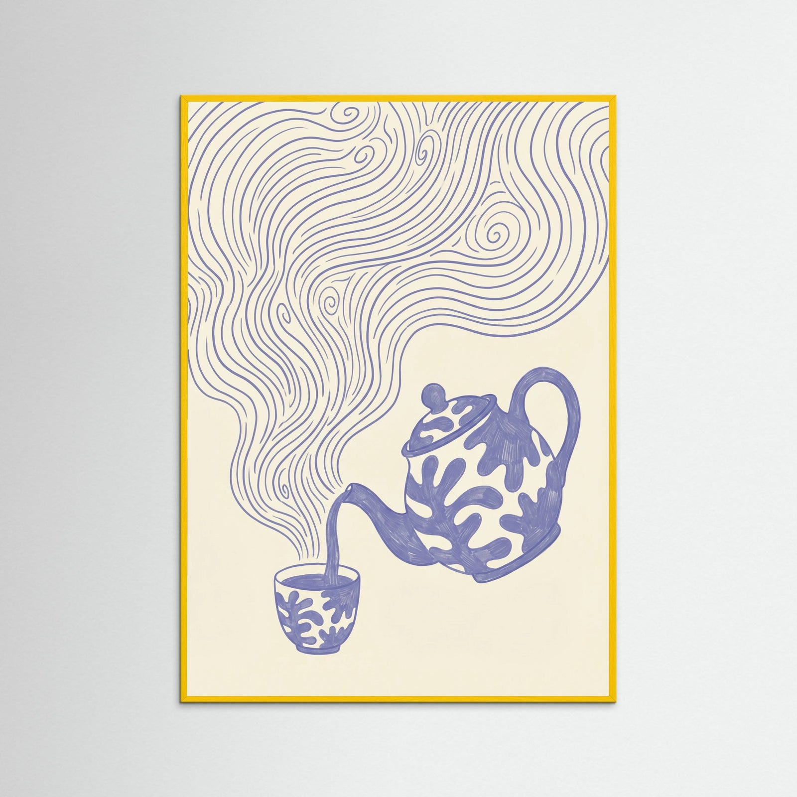 Yellow Wood Whimsical Coffee Swirls