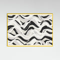 Yellow Wood White Black Waves Pattern Square Poster
