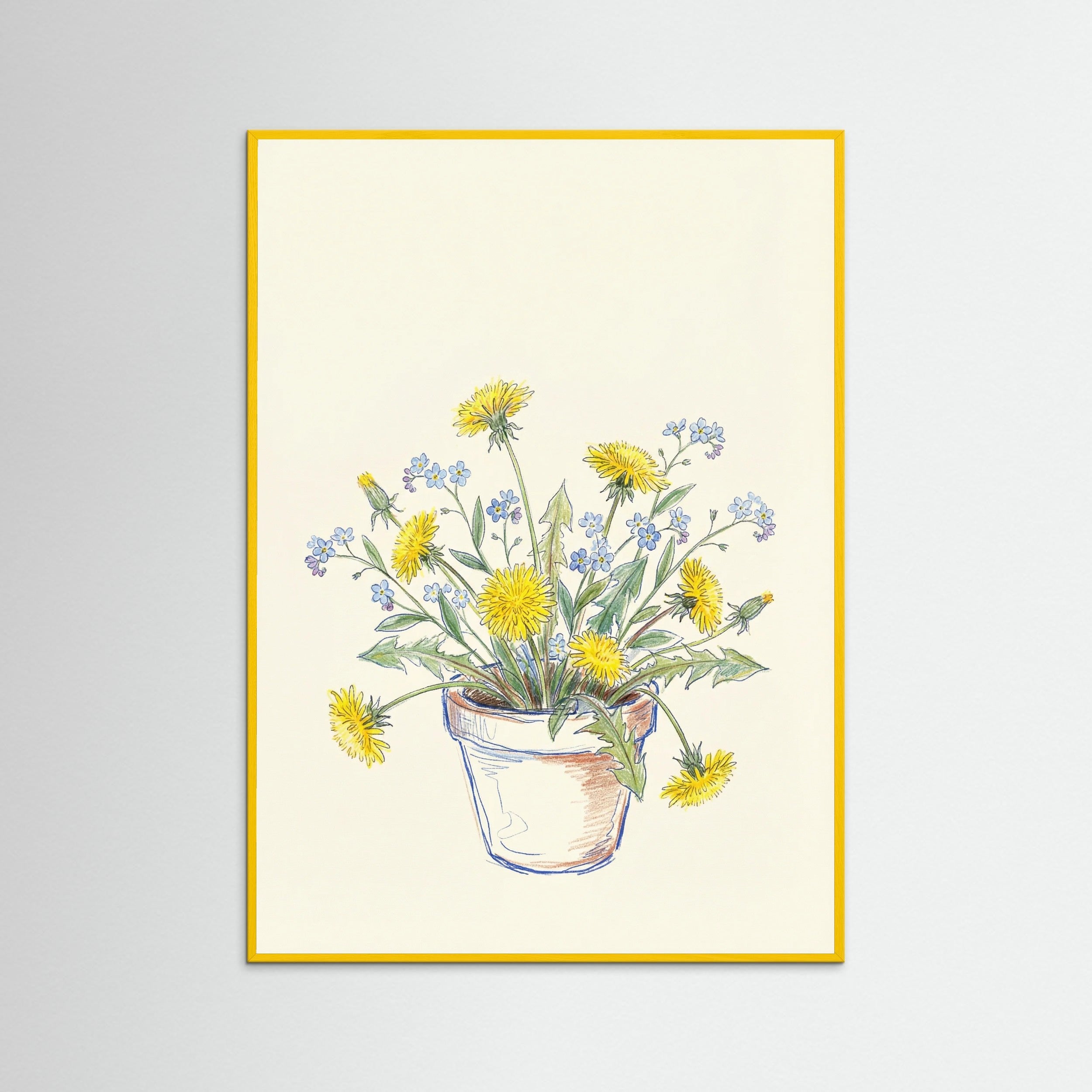 Yellow Wood Wildflower Sketch Vase