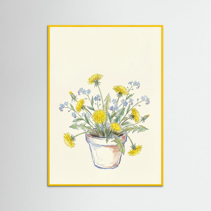 Yellow Wood Wildflower Sketch Vase