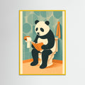 Yellow Wood panda On Toilet