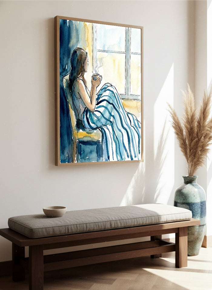 Striped Serenity Blue – poster and art print