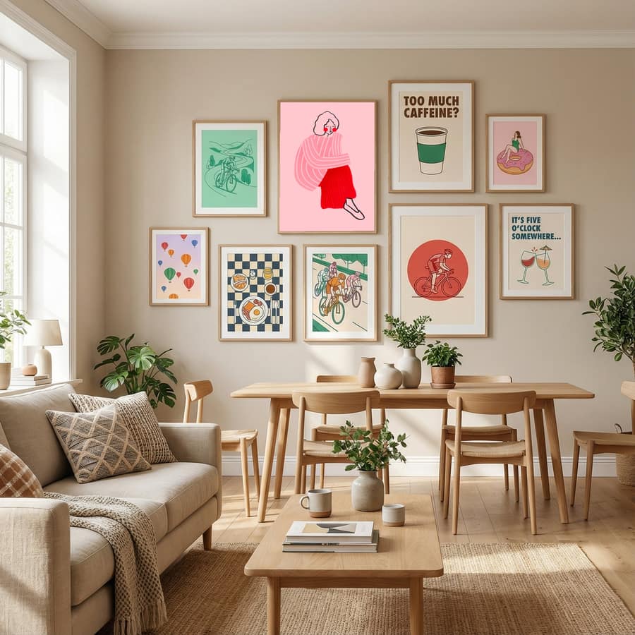 Pink and Red Line Lady Poster – plakat og kunsttryk