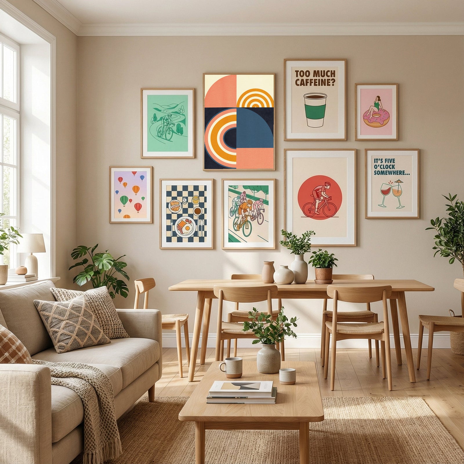 Rainbow Plus Shapes  Blue Mustard9 Poster by Ana Rut Bre in Define Your Sanctuary gallery wall