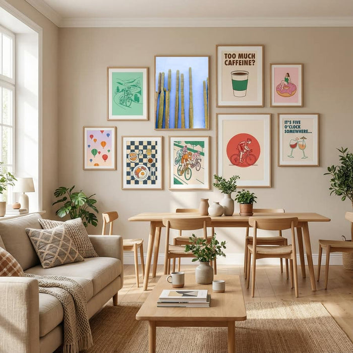 Tall Cacti on Blue | Oaxaca Mexico Travel Poster by Raisa Zwart in Define Your Sanctuary gallery wall