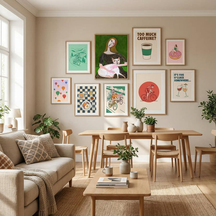 vintage lady with white cat Poster – poster and art print