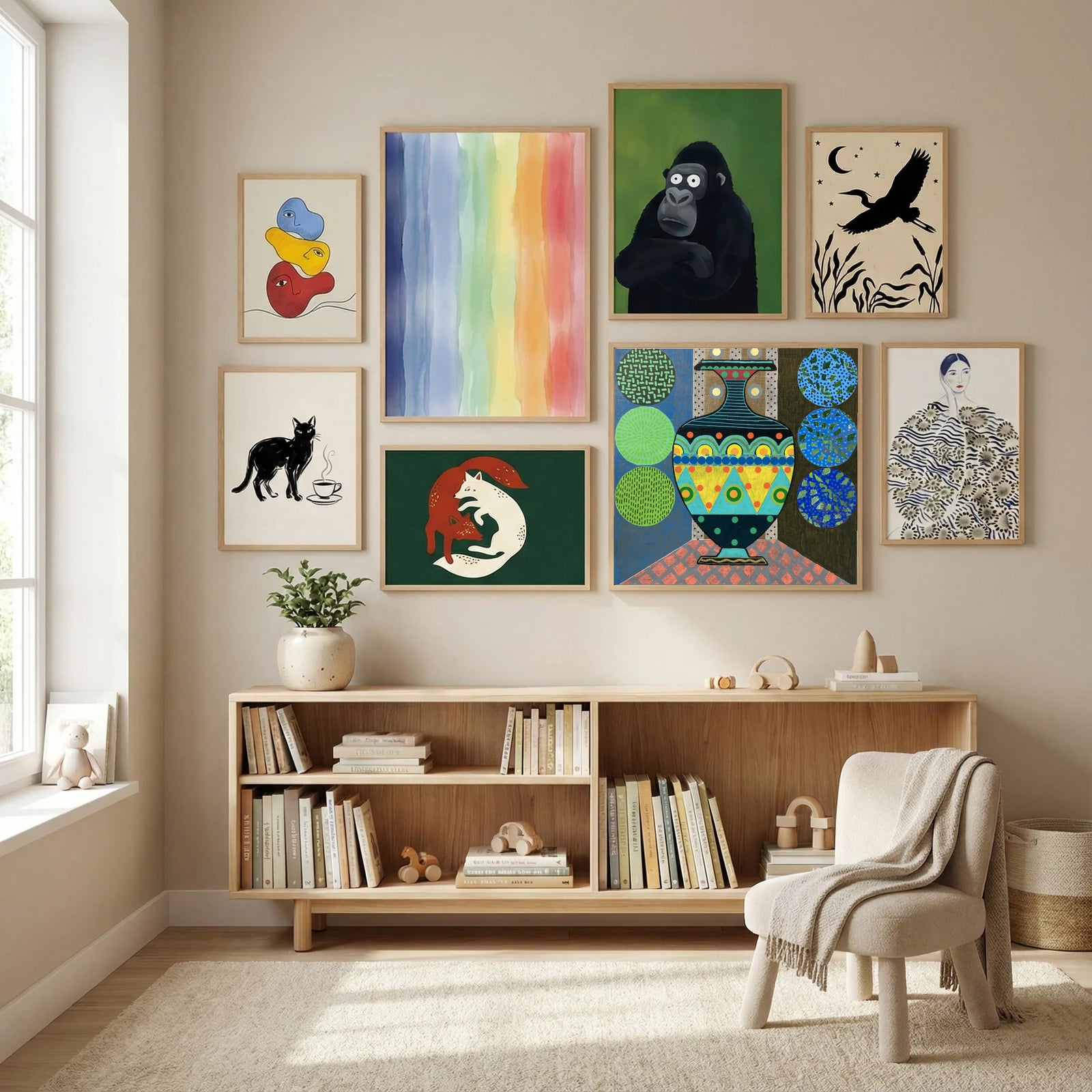 Dark Green Vase Poster by David Galan in Modern Curation gallery wall
