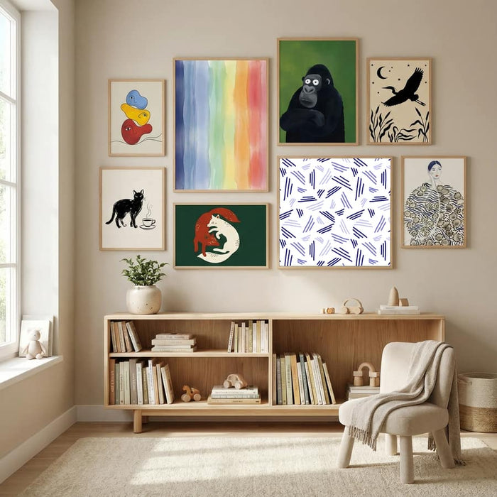 Falling Triple Lines Navy Blue -juliste – juliste ja taidepainatus