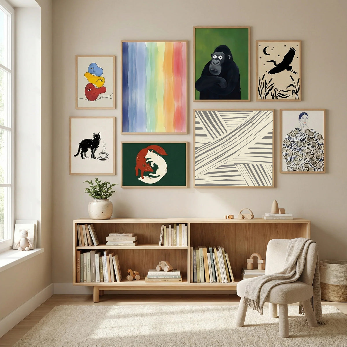 Grey diagonal stripe pattern Poster by Little Dean in Modern Curation gallery wall