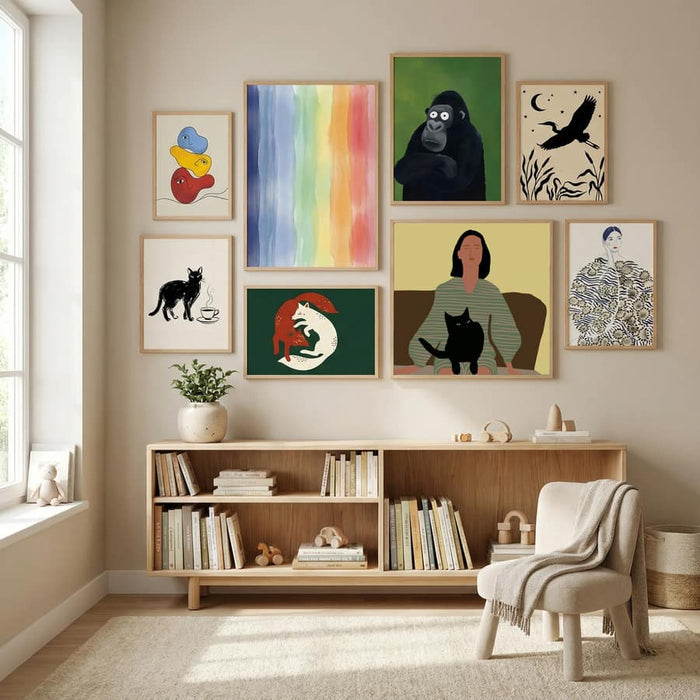 Póster Lady sitting with black cat. – póster e impresión artística