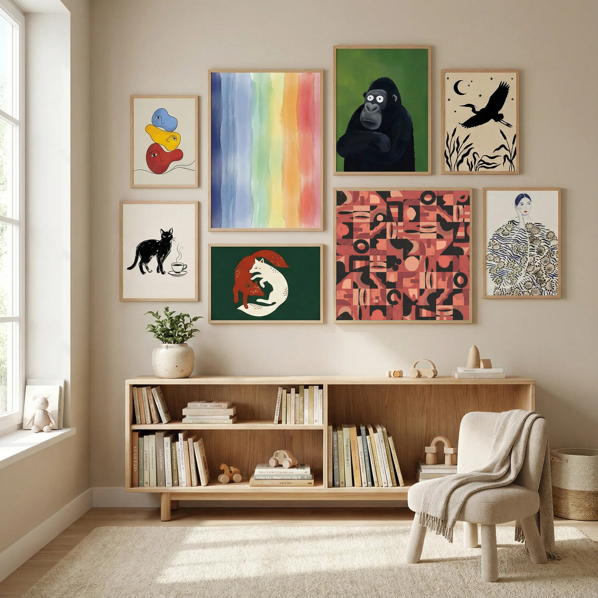 Mid Century Grid Pattern Nine Poster by Little Dean in Modern Curation gallery wall