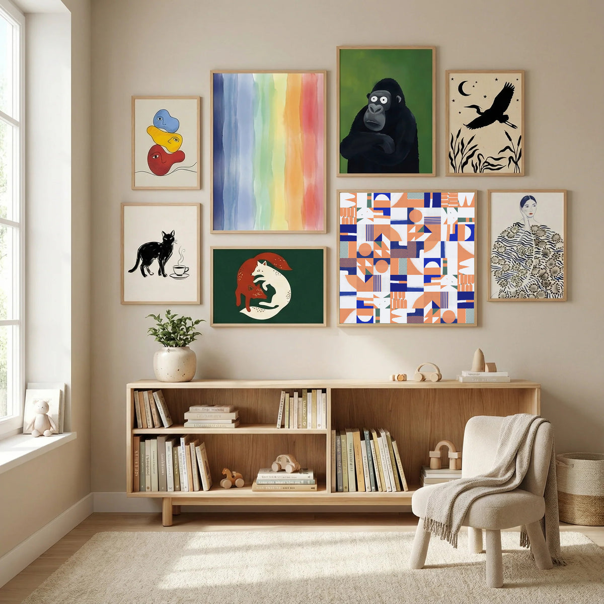 Mid Century Grid Pattern Poster by Little Dean in Modern Curation gallery wall