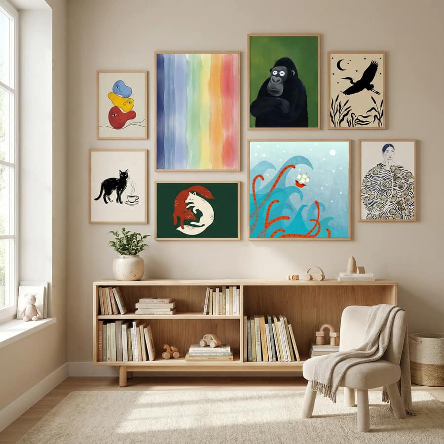 Sailing Boat and Sea Monster Poster – Poster und Kunstdruck