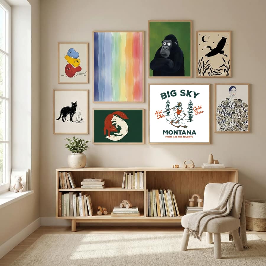 Ski Big Sky Montana: Pants Are For Tourists Poster by The Whiskey Ginger in Modern Curation gallery wall