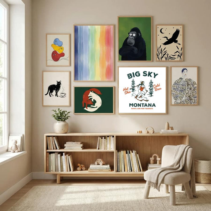 Ski Big Sky Montana: Pants Are For Tourists Poster by The Whiskey Ginger in Modern Curation gallery wall