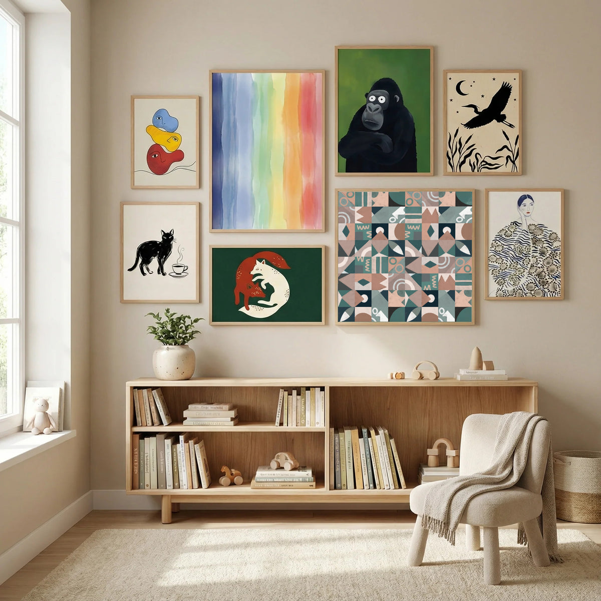 The Mid Century Grid Pattern Poster by Little Dean in Modern Curation gallery wall