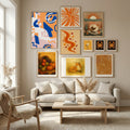 Abstract Shapes In Blue and Orange Poster by Little Dean in Nordic Tranquility gallery wall
