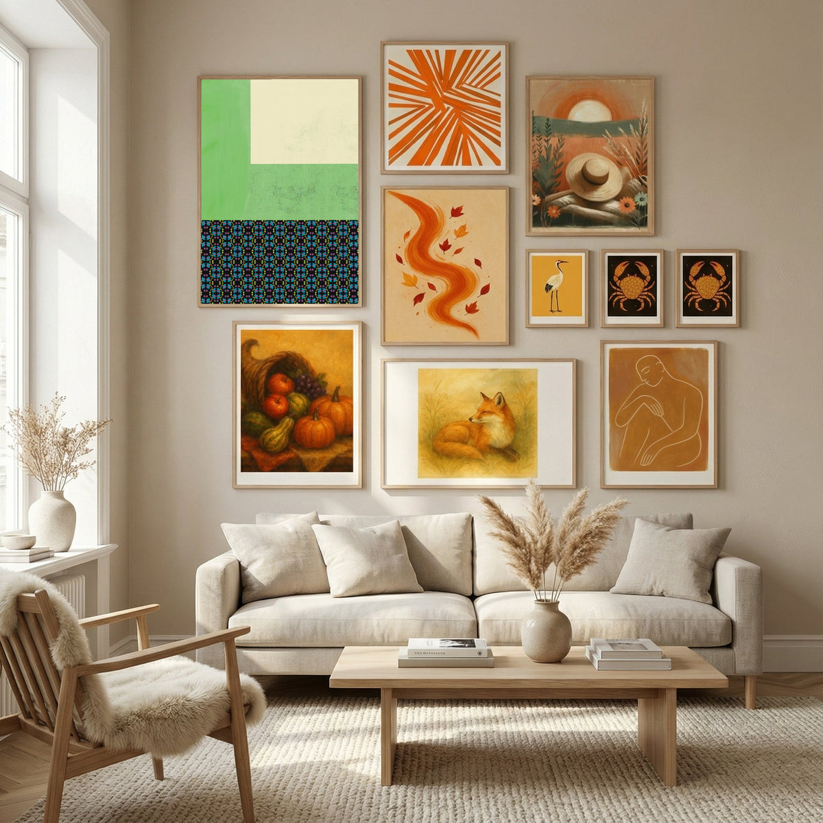 Pastel green and nyonya pattern collage Poster by Little Dean in Nordic Tranquility gallery wall